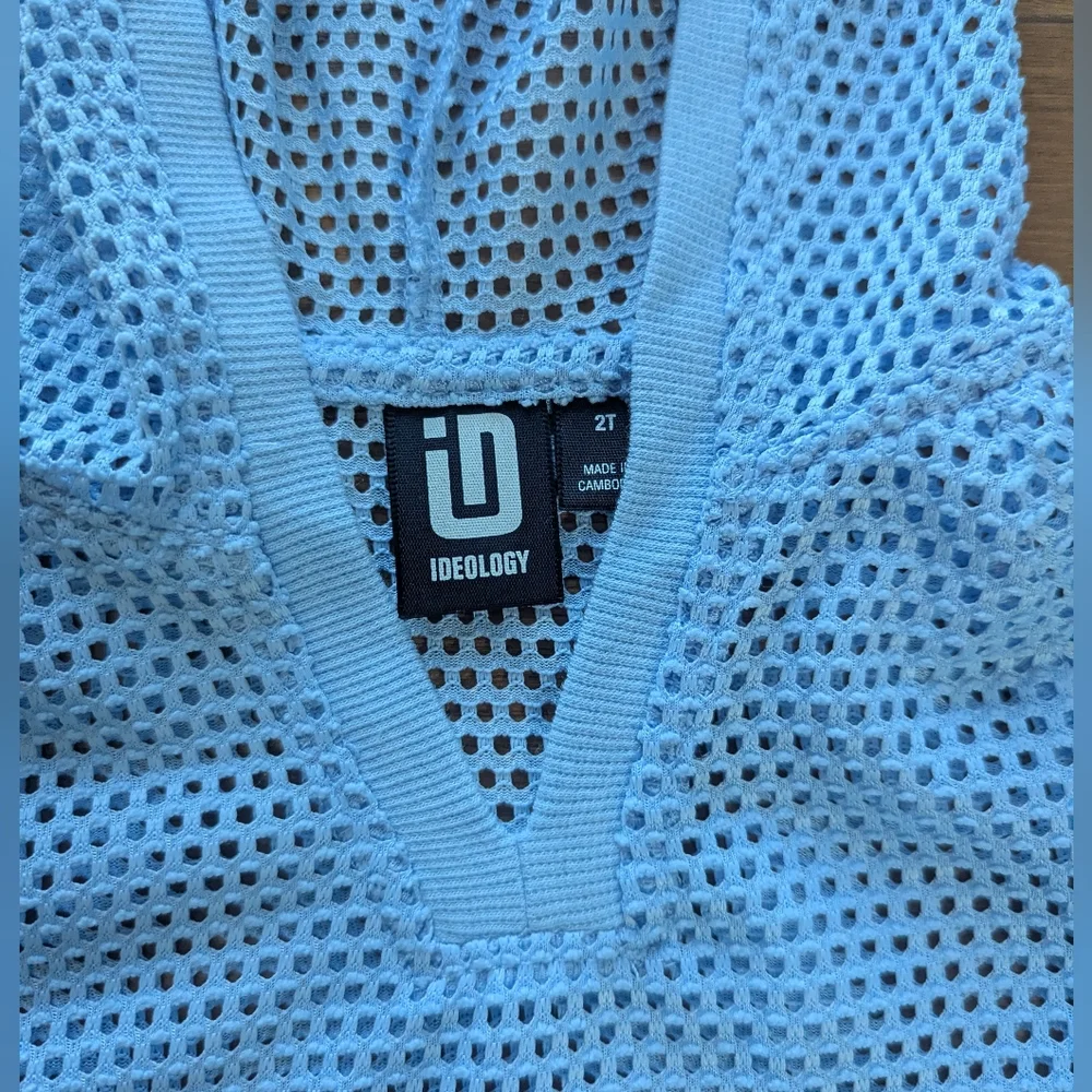 Ideology Hooded Mesh Long Sleeve Swim Cover Up Light Blue Girls 5 NWT